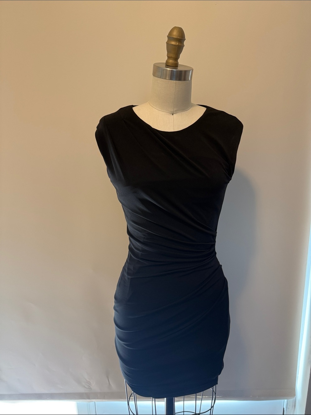 Classic Black Ruched Sleeveless Dress